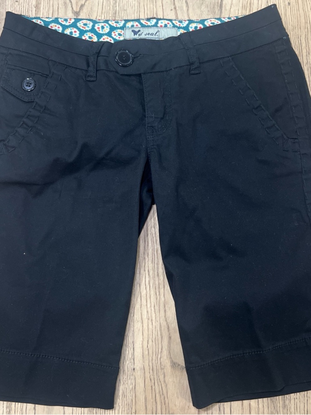 Wet Seal Black Bermuda Shorts with Patterned Waistband